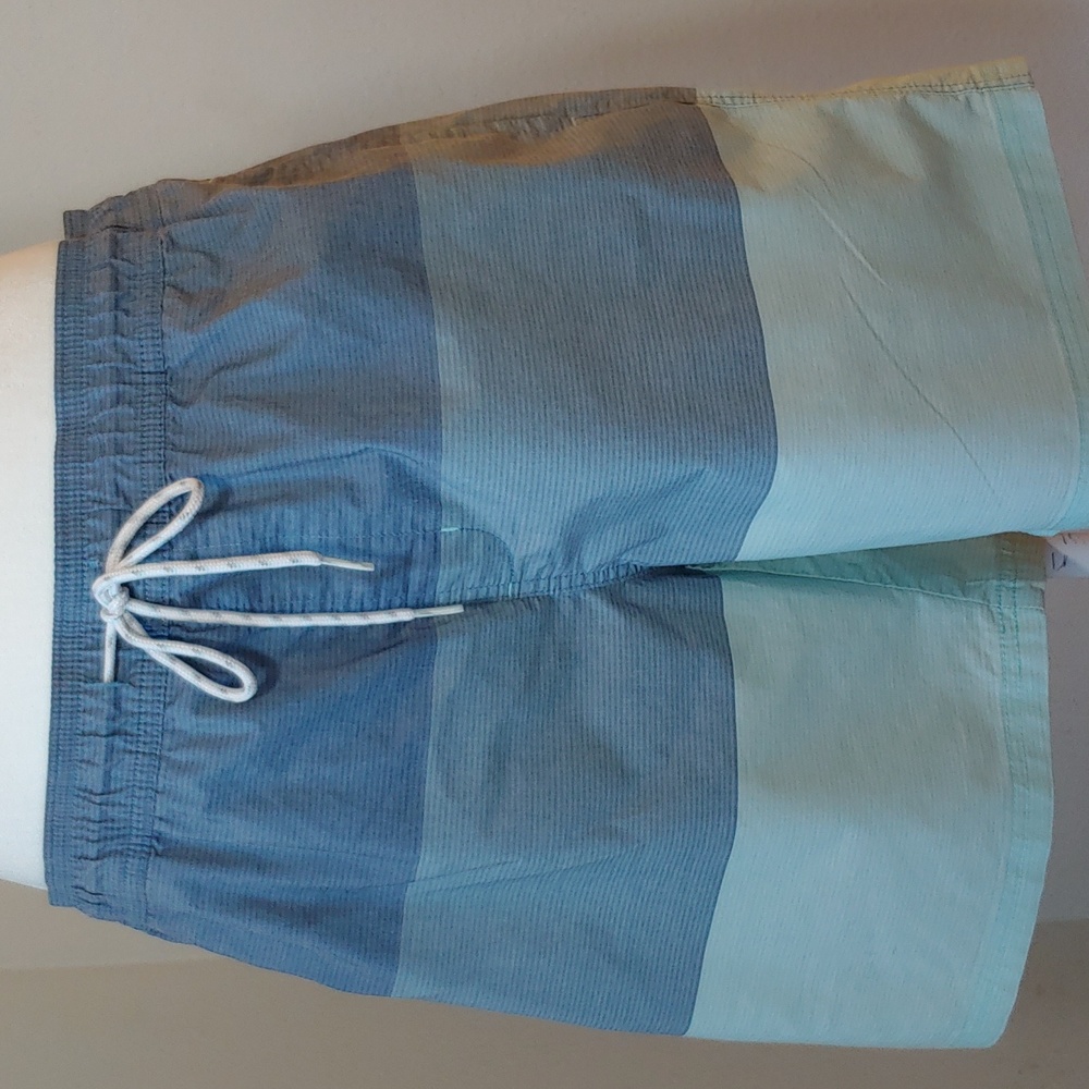 Goodfellow Men's Lined Board Shorts With Pull Tie Size Large Blue Gray Green